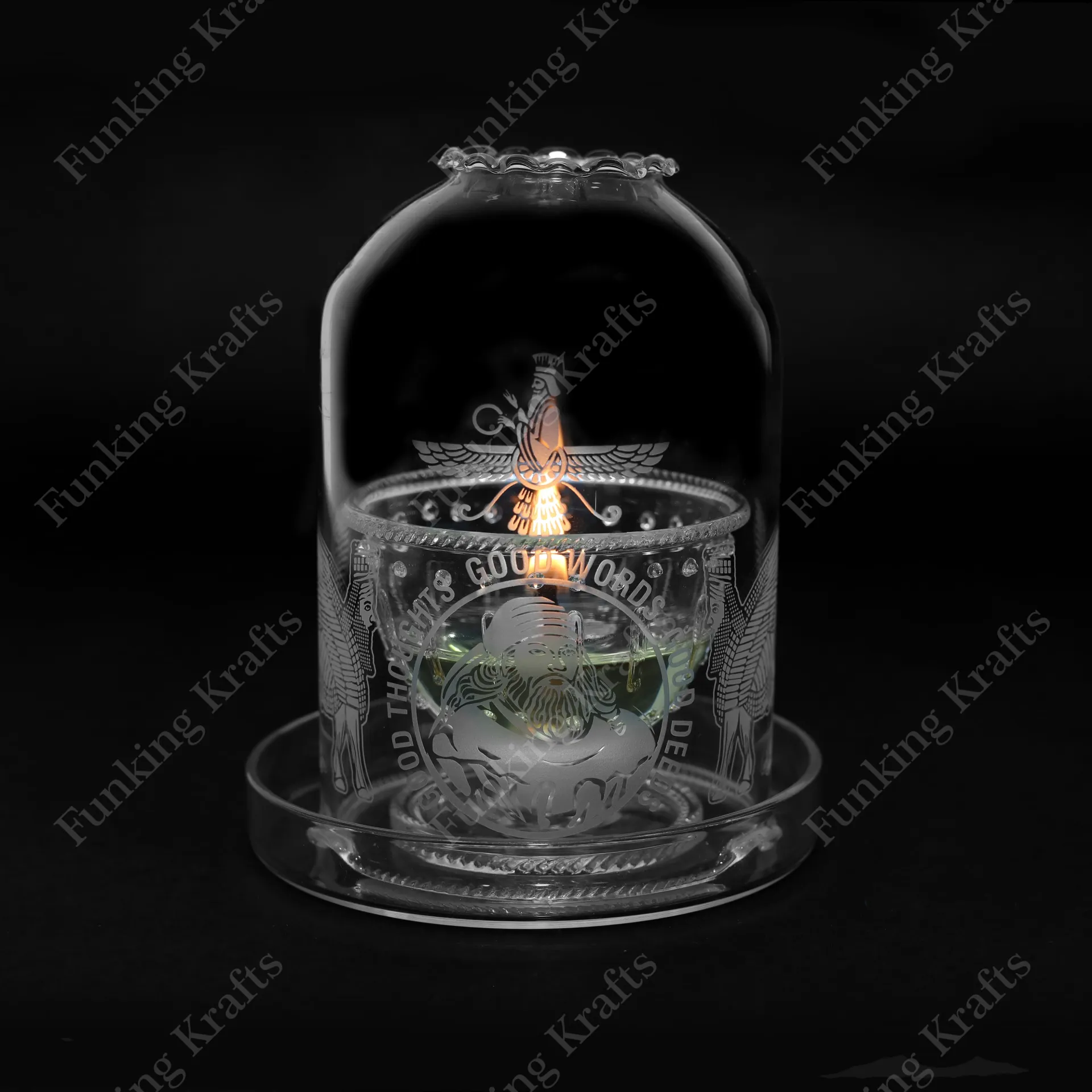Engraved Borosilicate Diya Set G3