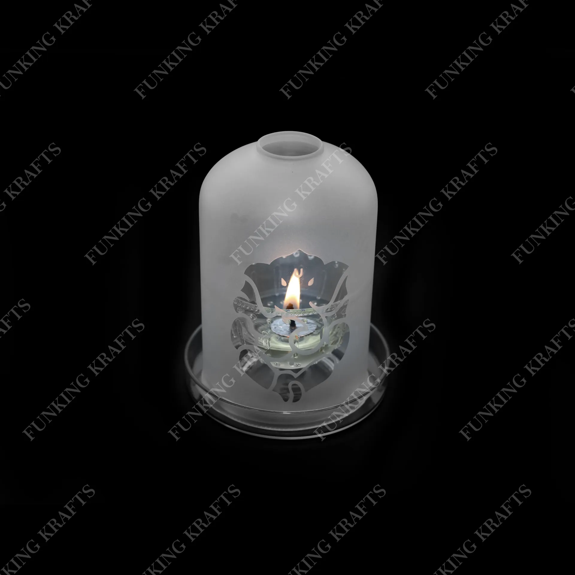 [FK-GGDS-005] Frosted Ganesha Glass Diya Set (small)
