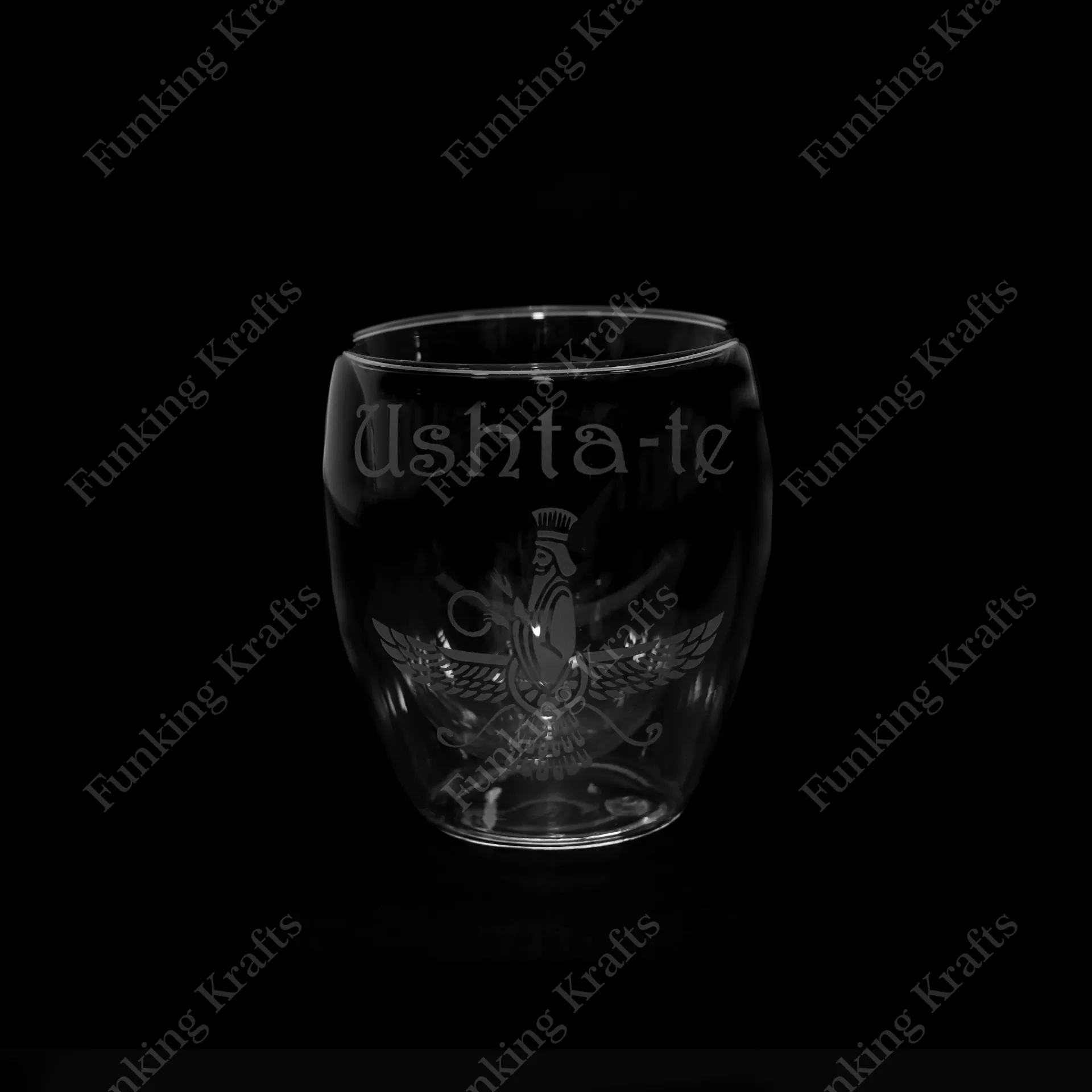 [FK-BDWG-016] Engraved Borosilicate Double wall (250 ml) Ushta-te