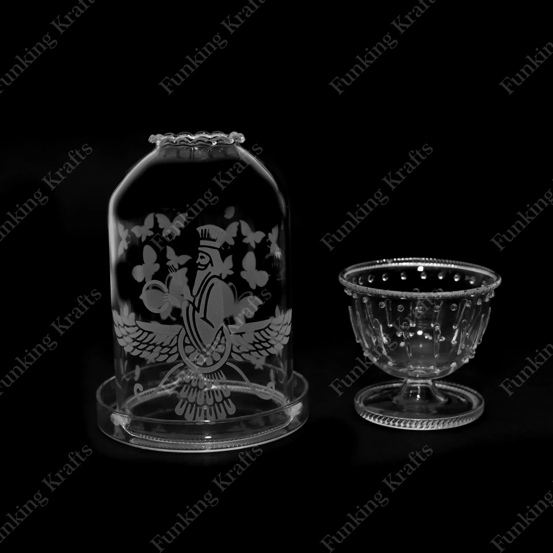 Engraved Borosilicate Diya Set BFF