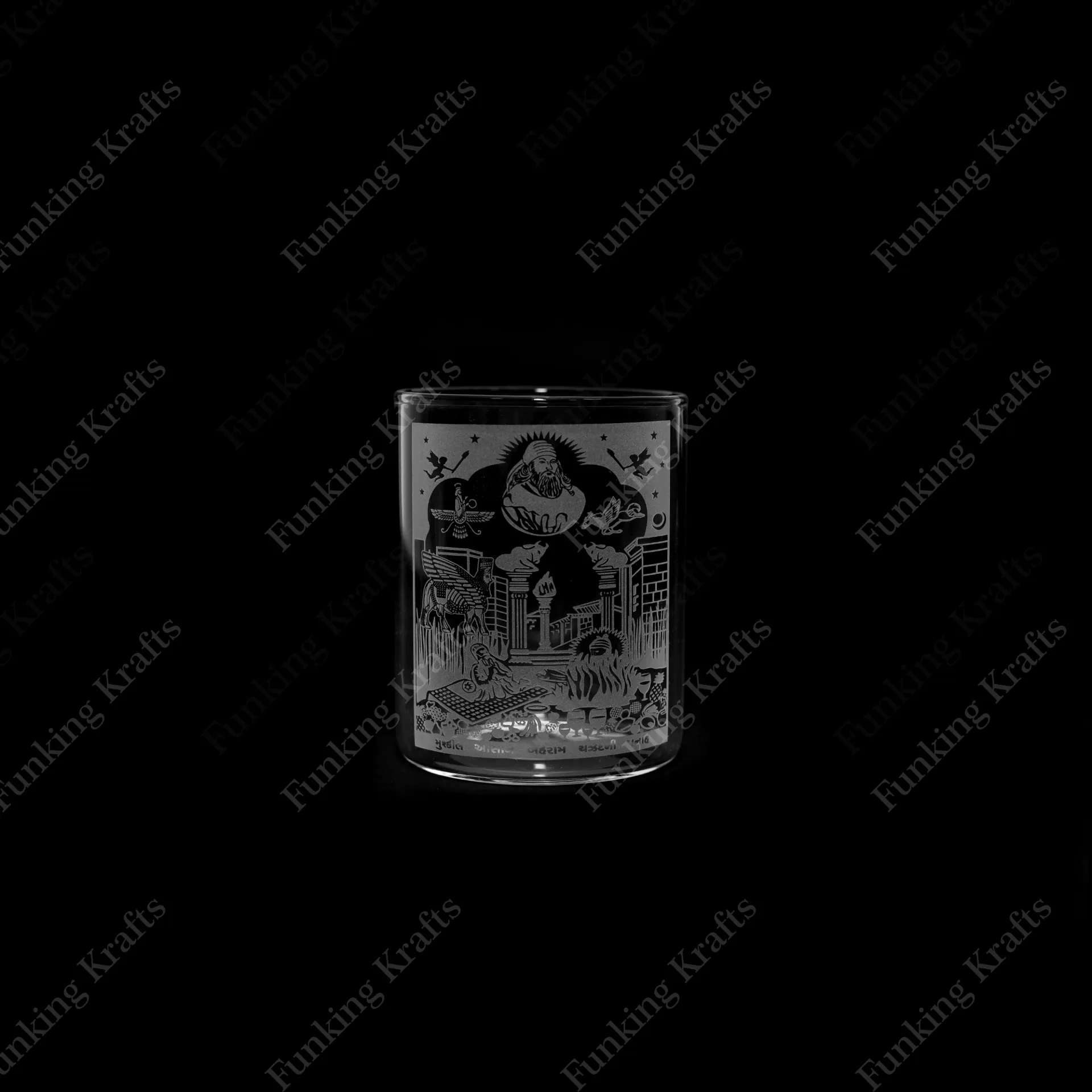 [FK-BDGMAS-030] Engraved Borosilicate Diya Glass MA (small)