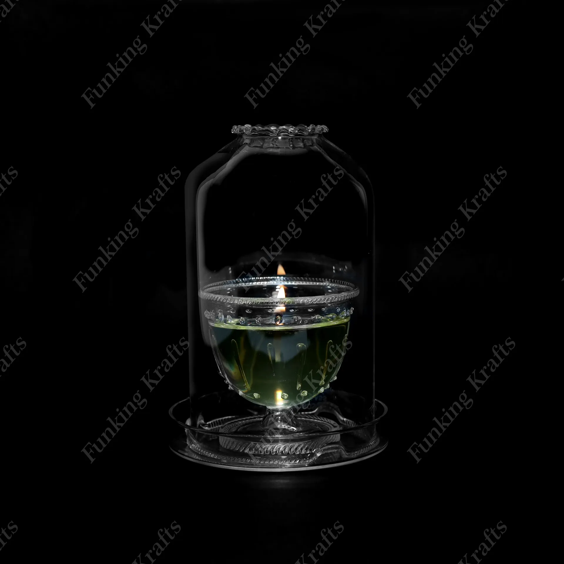 Plain Engraved Borosilicate Diya Set
