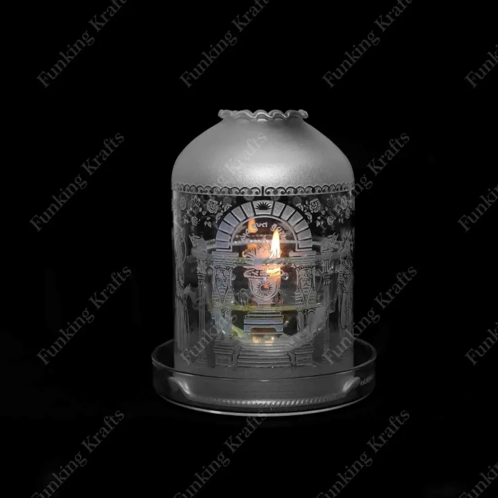 [FK-SBDFAGS-041] Engraved Silver Borosilicate Diya set Full AG (small)